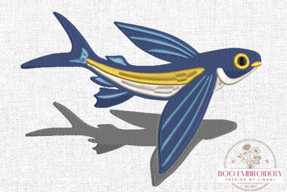 Flying Fish Embroidery Design, Ocean Review