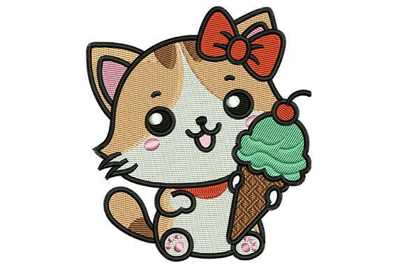 Ice Cream Kitten Embroidery Design Review